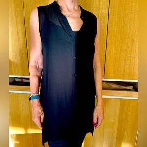 Black silk Eileen FisherSleeveless  Tunic / Top.